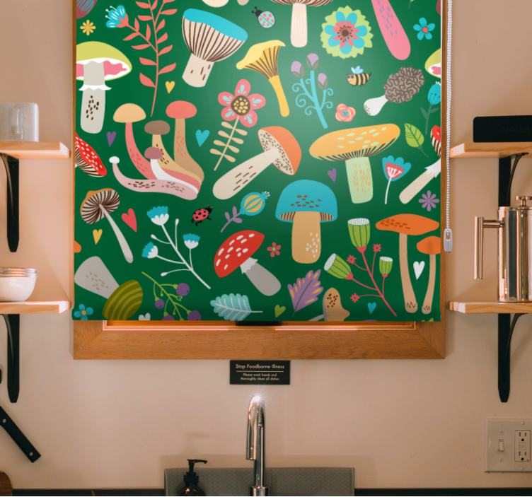 盲人花草生动蘑菇图案 - TenStickers