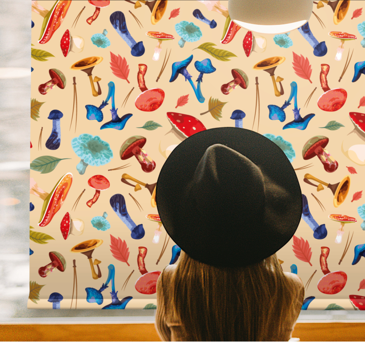 盲目的水果和蔬菜色彩斑斓的蘑菇图案 - TenStickers