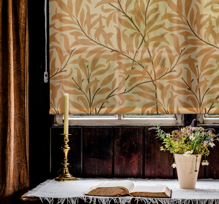 花卉卷簾道 植物叶子印花 - TenStickers