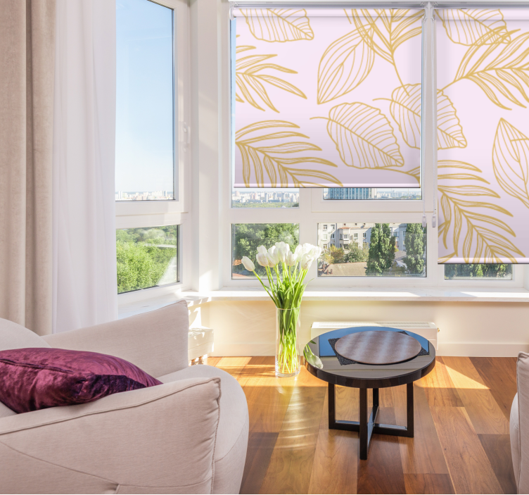 盲人客厅设计优雅叶子图案 - TenStickers