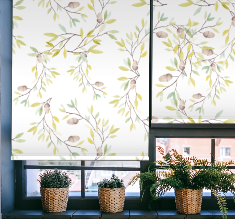 原创水彩绿叶浴室百叶窗 - TenStickers