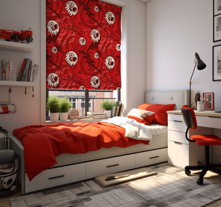 卷簾青少年 带有头骨的红色涂鸦 - TenStickers