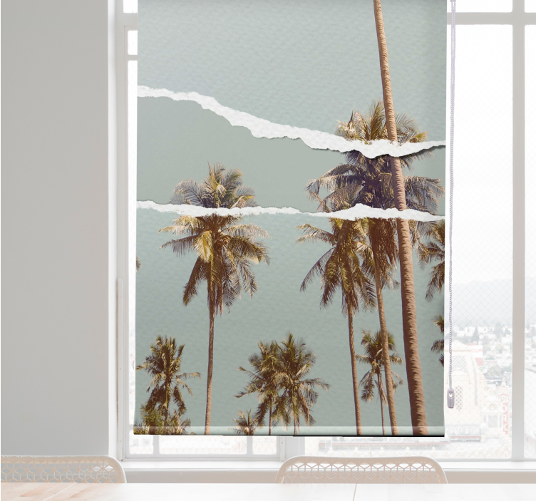 有树的百叶窗棕榈夏季设计 - TenStickers