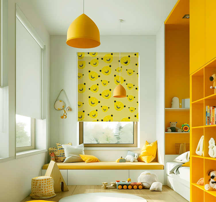 卷簾黄色 熊图案 - TenStickers