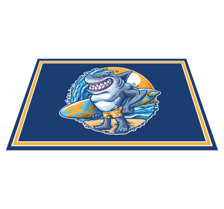 冲浪板鲨鱼卡通原创餐垫 - TenStickers