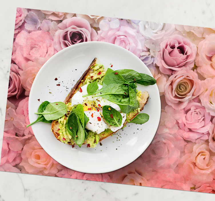 关闭了淡粉色玫瑰优雅的餐垫 - TenStickers