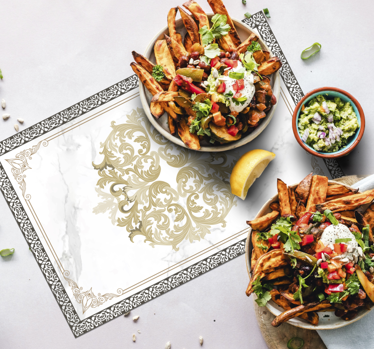 乙烯基餐垫优雅巴洛克白大理石 - TenStickers