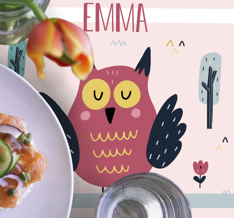 猫头鹰的名字个性化的餐垫 - TenStickers