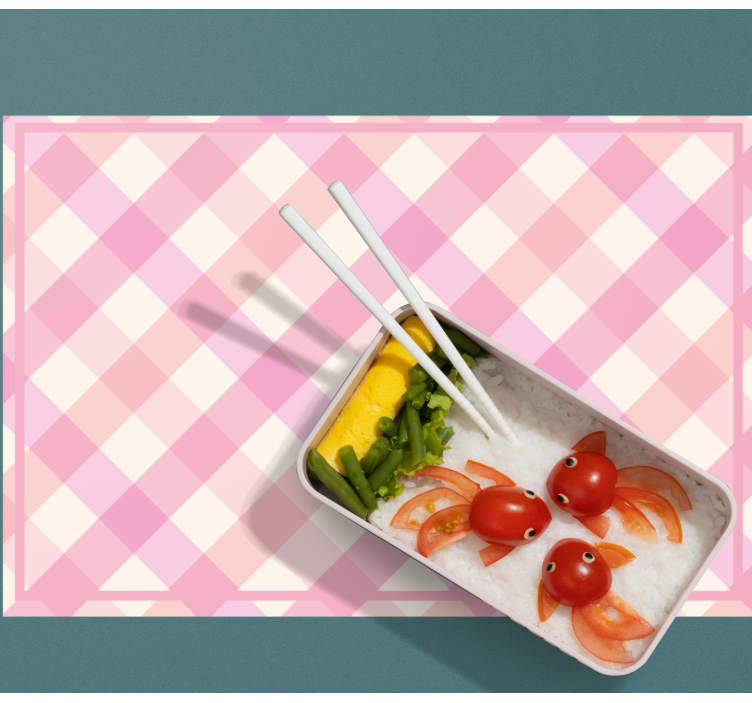 粉色格子图案原创餐垫 - TenStickers