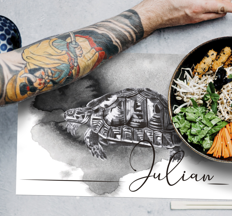 乌龟插图与名称乌龟餐垫 - TenStickers