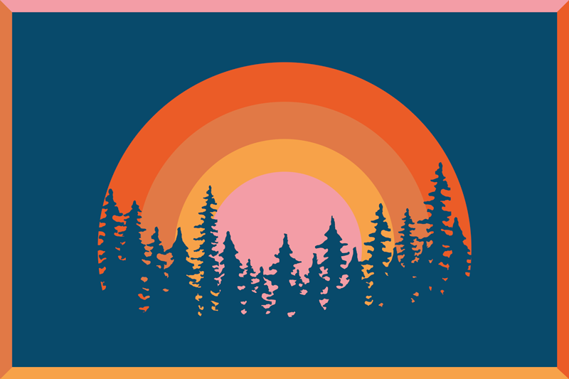 乙烯基餐垫原版 鲜艳彩虹风景 - TenStickers