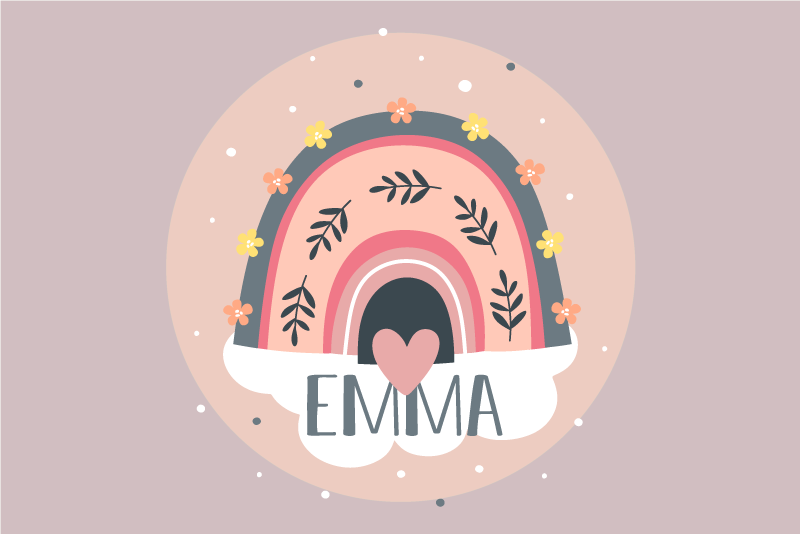 乙烯基儿童餐垫彩虹花卉设计 - TenStickers