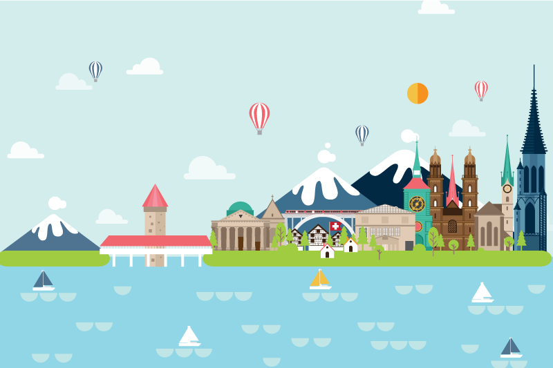 乙烯基餐垫原版五彩缤纷城市风景 - TenStickers