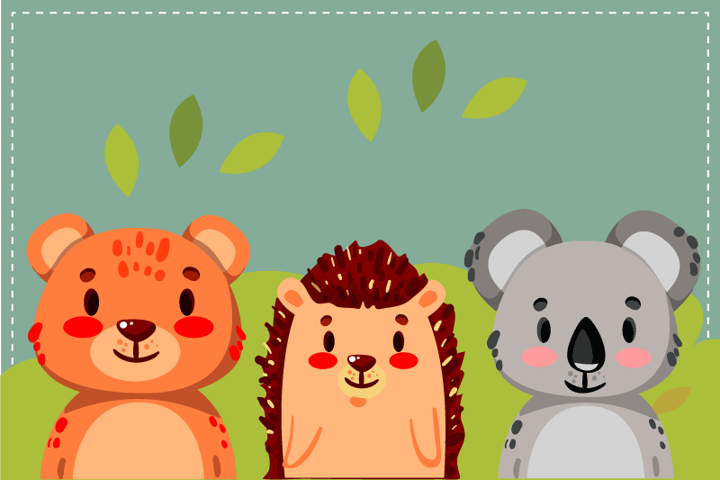 乙烯基儿童餐垫可爱动物朋友 - TenStickers