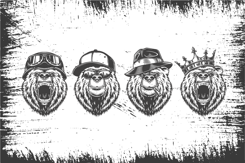 乙烯基餐垫原版时尚熊肖像 - TenStickers