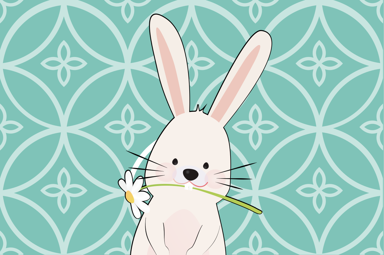 乙烯基儿童餐垫可爱兔子与花朵 - TenStickers