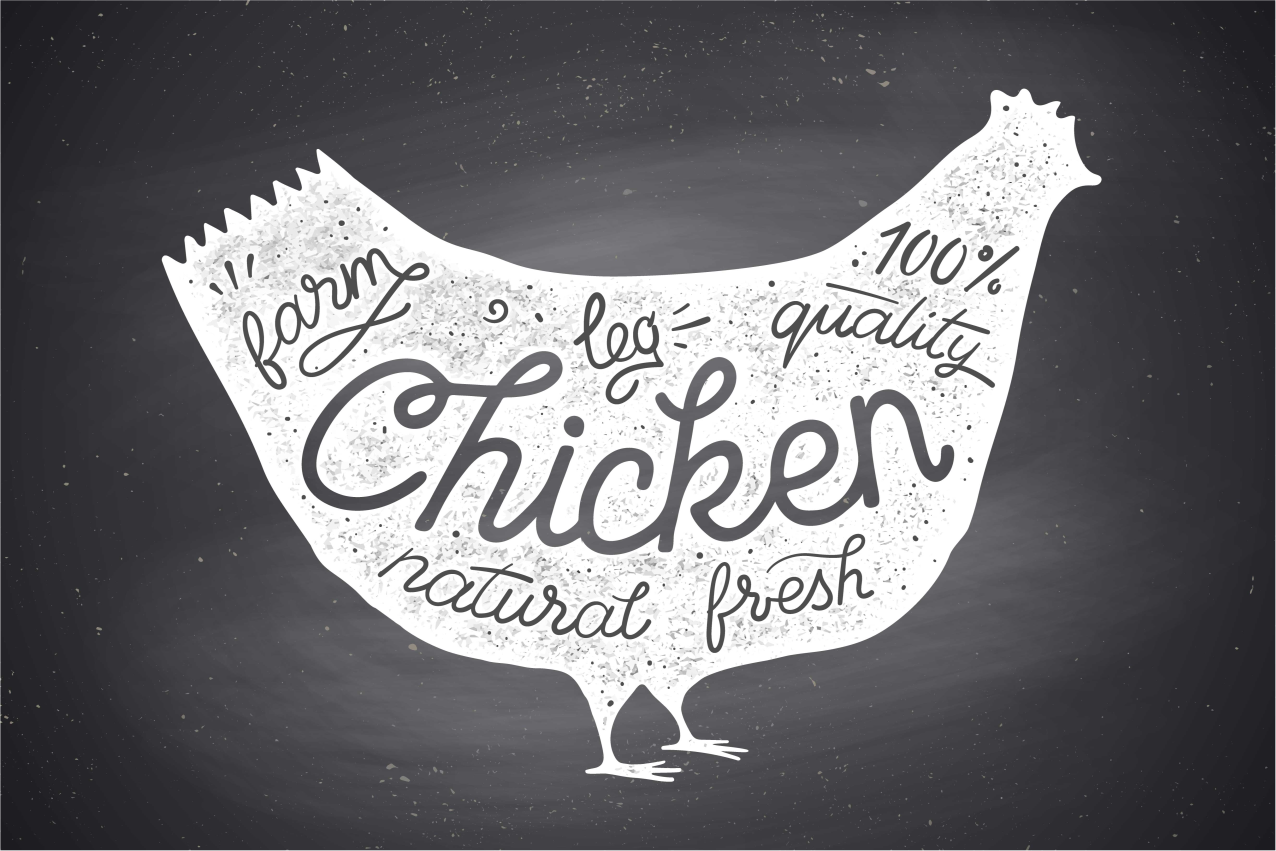 老式鸡黑板原始餐垫 - TenStickers