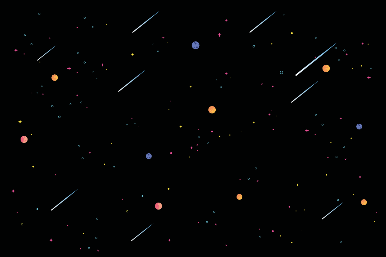 带有流星餐垫的卡通空间 - TenStickers