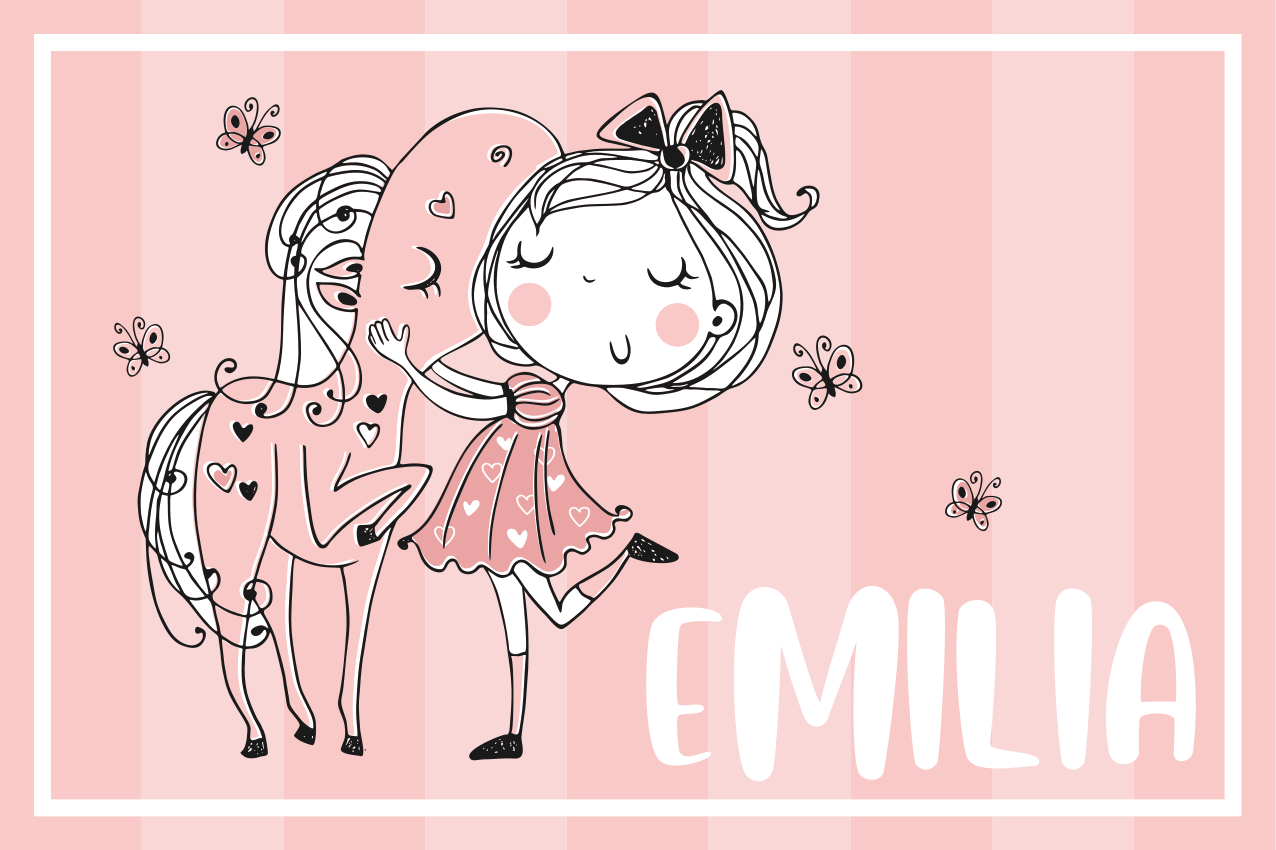 乙烯基儿童餐垫可爱女孩马 - TenStickers