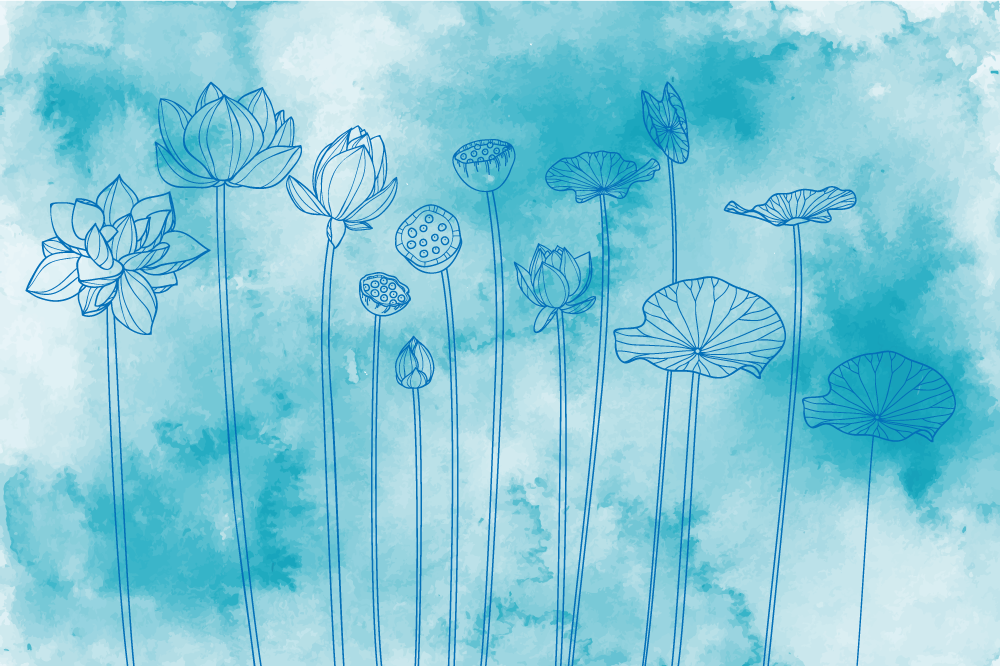 乙烯基餐垫贴图莲花花卉图案 - TenStickers