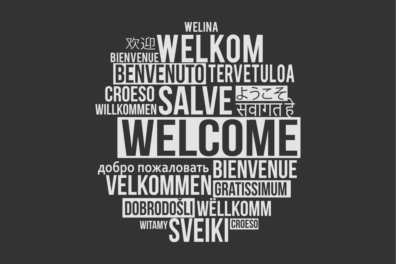 乙烯基餐垫贴图欢迎多语言设计 - TenStickers