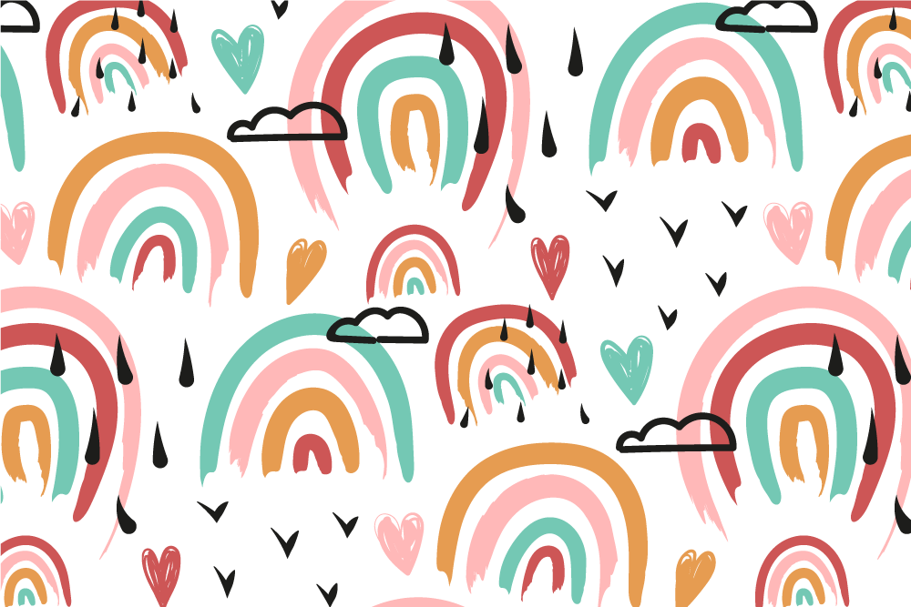 乙烯基儿童餐垫 彩虹心形图案 - TenStickers