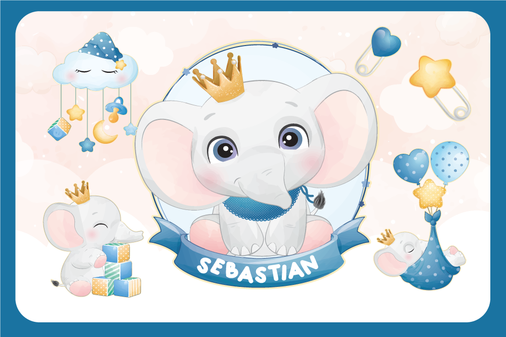 乙烯基儿童餐垫可爱大象插图 - TenStickers