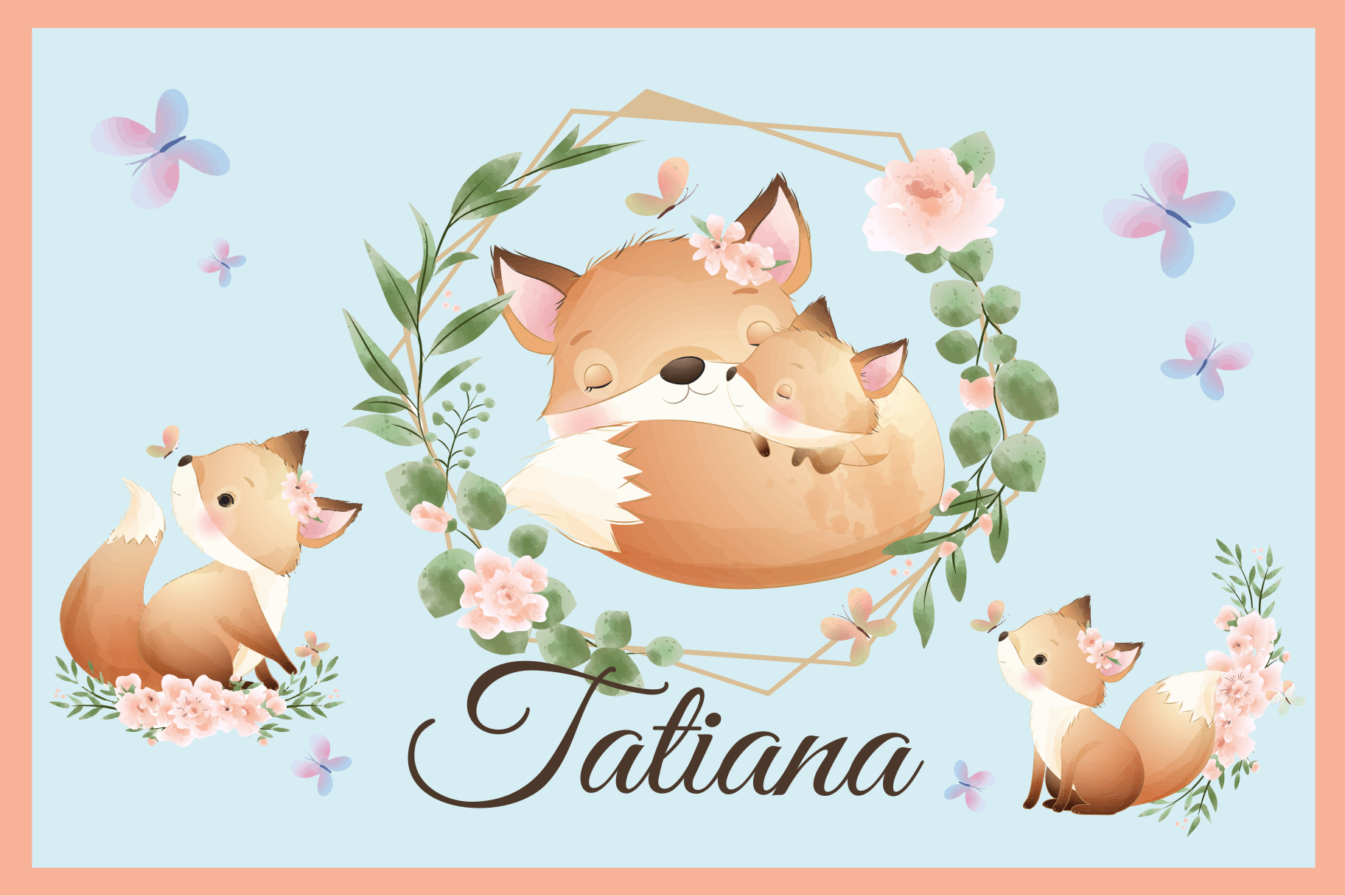 乙烯基儿童餐垫可爱狐狸家庭 - TenStickers