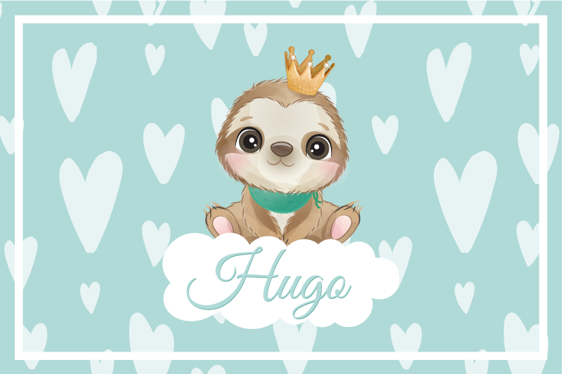 乙烯基儿童餐垫可爱树懒插图 - TenStickers