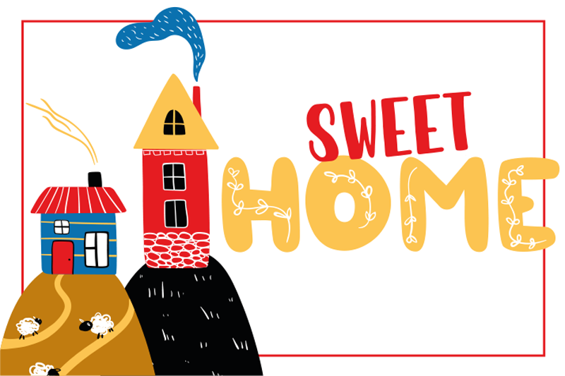 乙烯基儿童餐垫色彩缤纷的房屋场景 - TenStickers