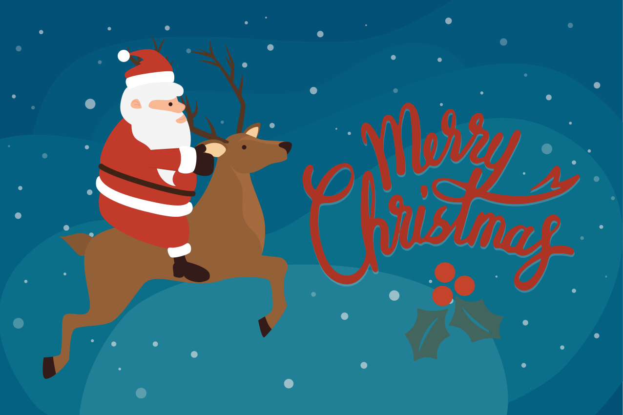 乙烯基圣诞餐垫圣诞老人骑驯鹿 - TenStickers