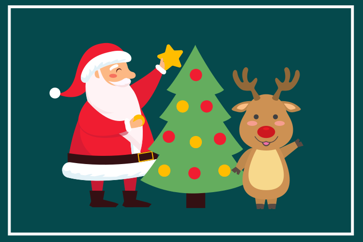 乙烯基圣诞餐垫圣诞老人和驯鹿 - TenStickers