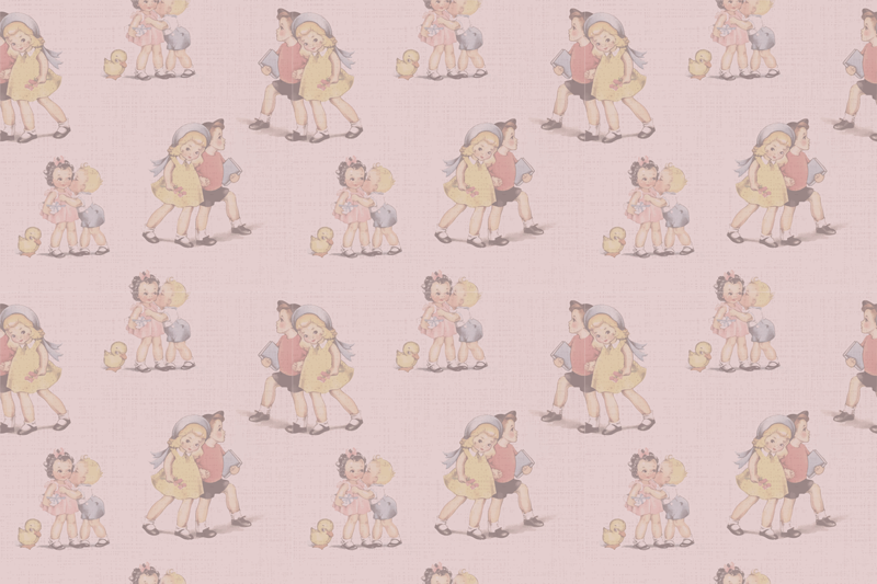 乙烯基儿童餐垫复古儿童插画 - TenStickers