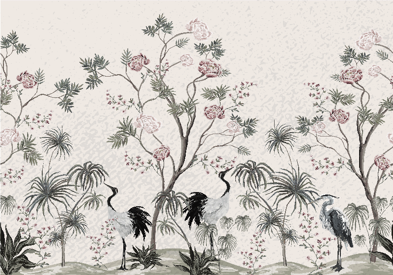 乙烯基儿童餐垫 花间鹤舞 - TenStickers