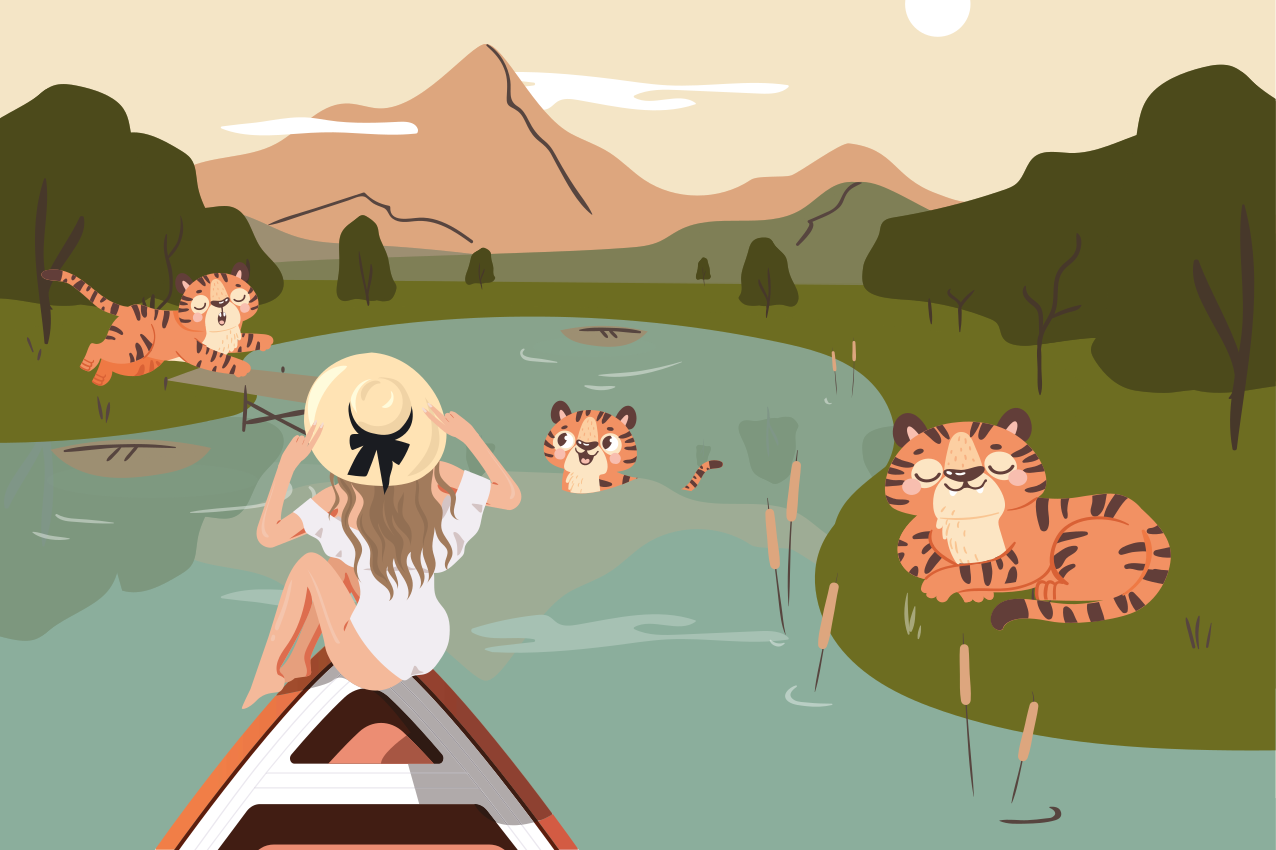 乙烯基儿童餐垫活泼的老虎场景 - TenStickers