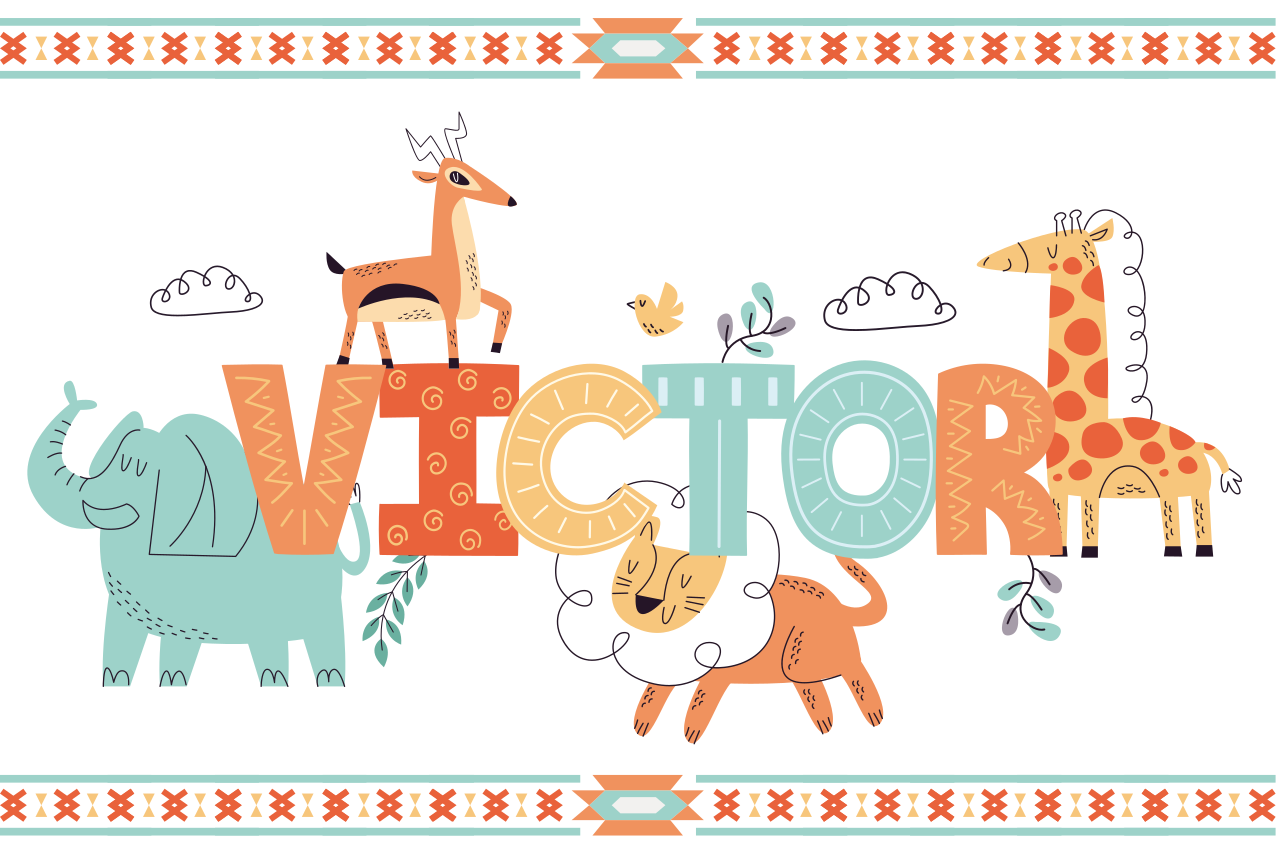 乙烯基儿童餐垫动物名字艺术 - TenStickers