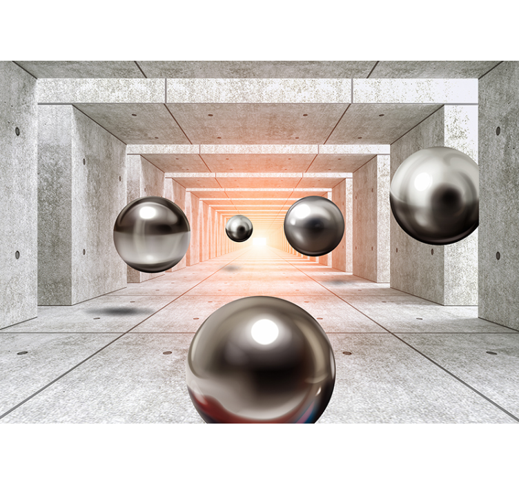 3d效果墙壁画 悬浮球体错觉 - TenStickers