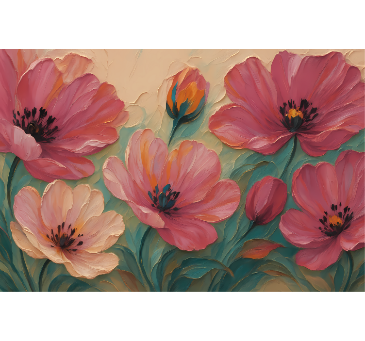 壁画浴室 彩绘花卉艺术 - TenStickers