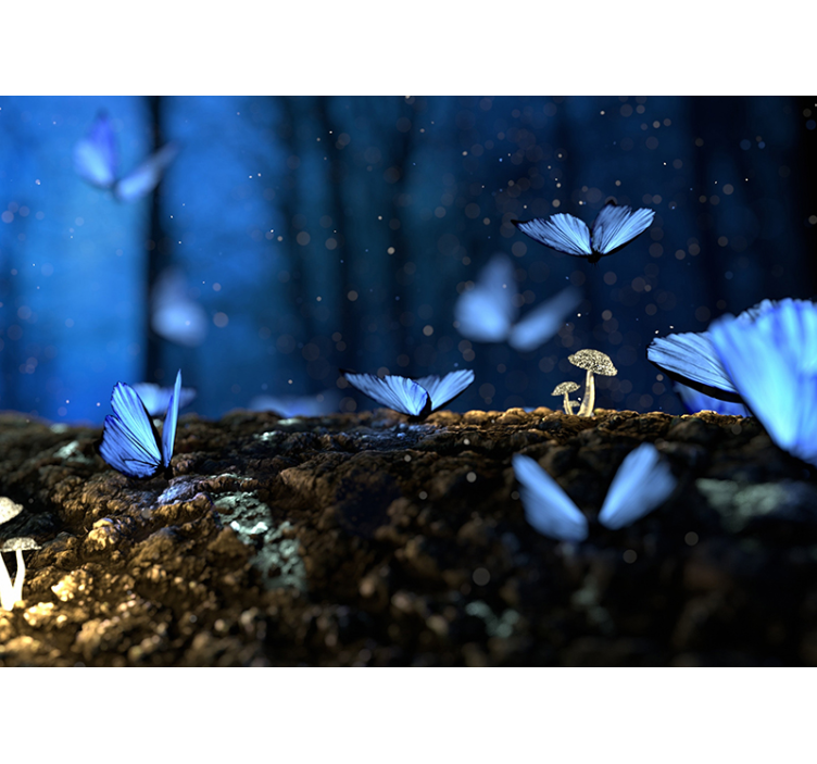 蓝色的蝴蝶墙壁画 - TenStickers