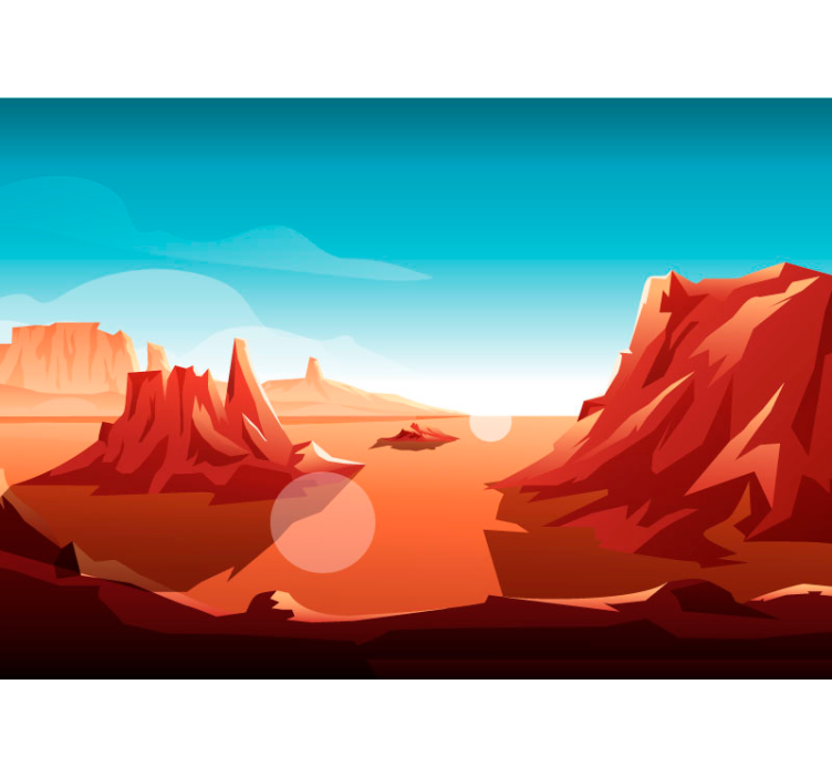 沙漠太阳孩子们壁画 - TenStickers