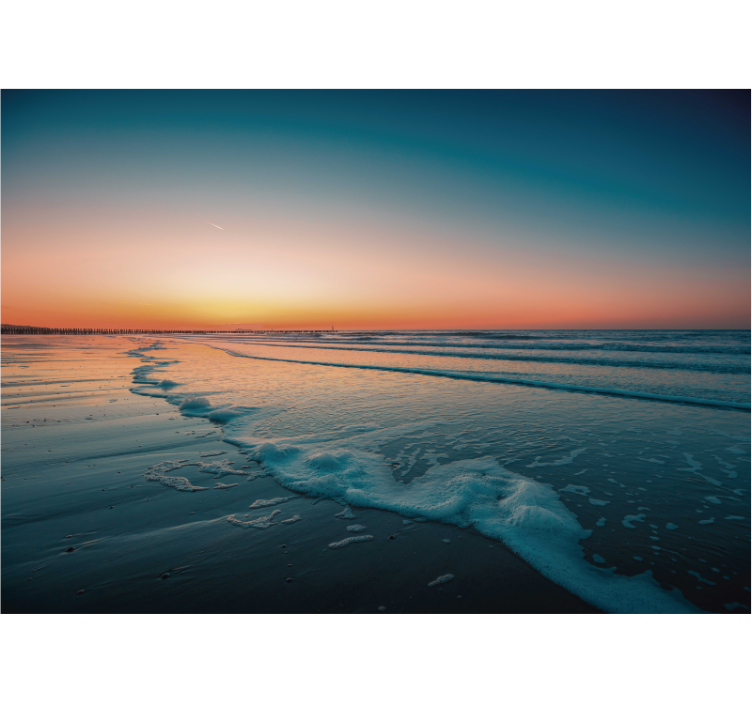 壁画质地 日落时分，海浪拍岸 - TenStickers