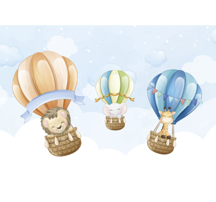 气球可爱动物客厅墙壁画 - TenStickers