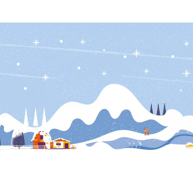 儿童房的其他壁画：手绘雪山景观 - TenStickers