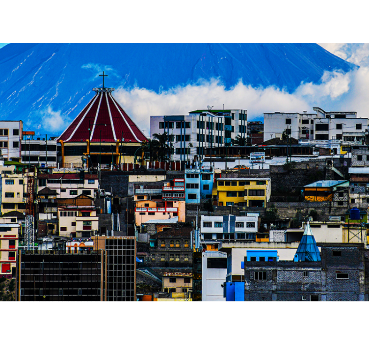 城市和乡村墙壁画 火山的城市景观 - TenStickers