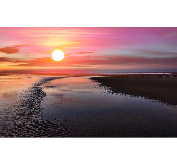 海壁画下的波兰海边日落 - TenStickers