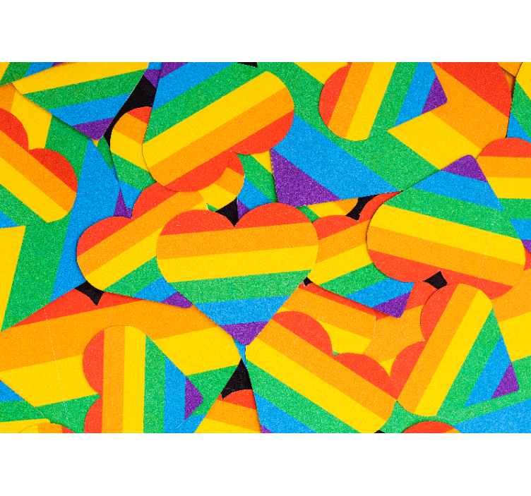 爱墙壁画，五彩心形图案 - TenStickers