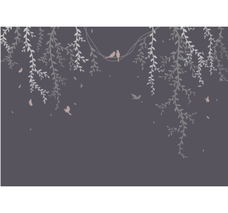 壁画质地 树枝上有鸟 - TenStickers