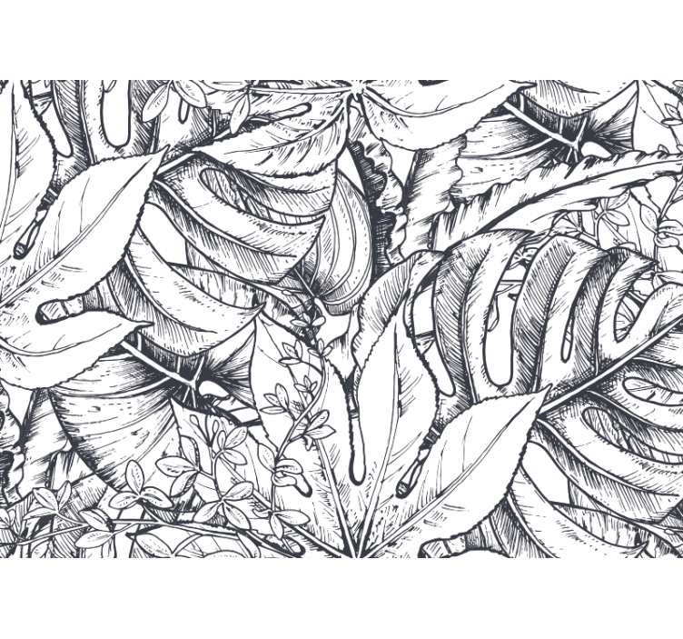 丛林黑色和白色自然墙壁画 - TenStickers