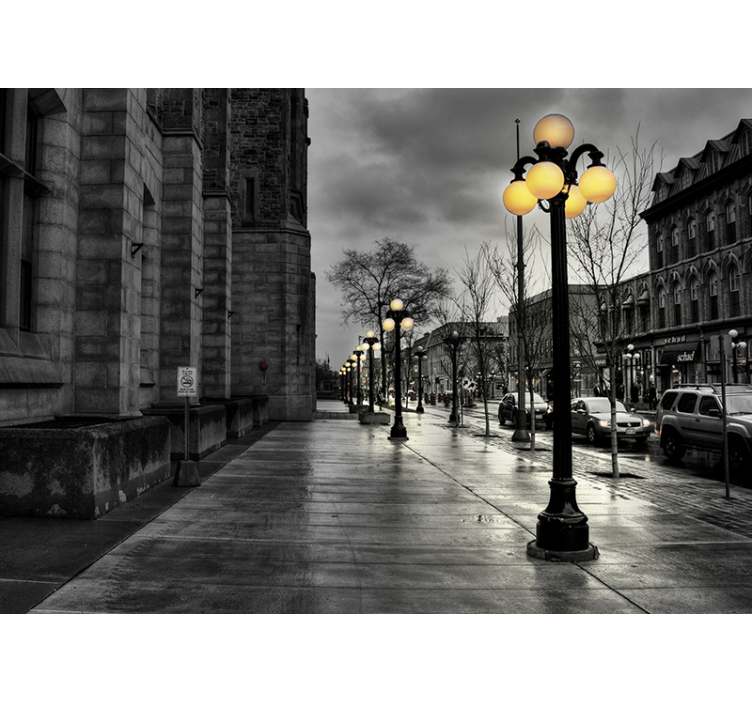 灰色的城市街道墙壁画 - TenStickers