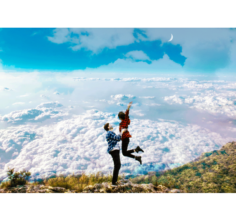 爱墙壁画 云朵之上的快乐拥抱 - TenStickers